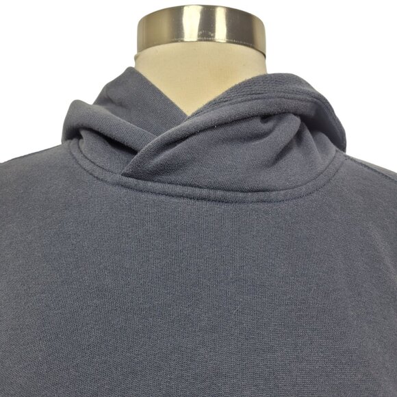 Abercrombie & Fitch Navy Blue Hoodie Sweatshirt XS Cropped Fit Striped Sleeve - Picture 2 of 10